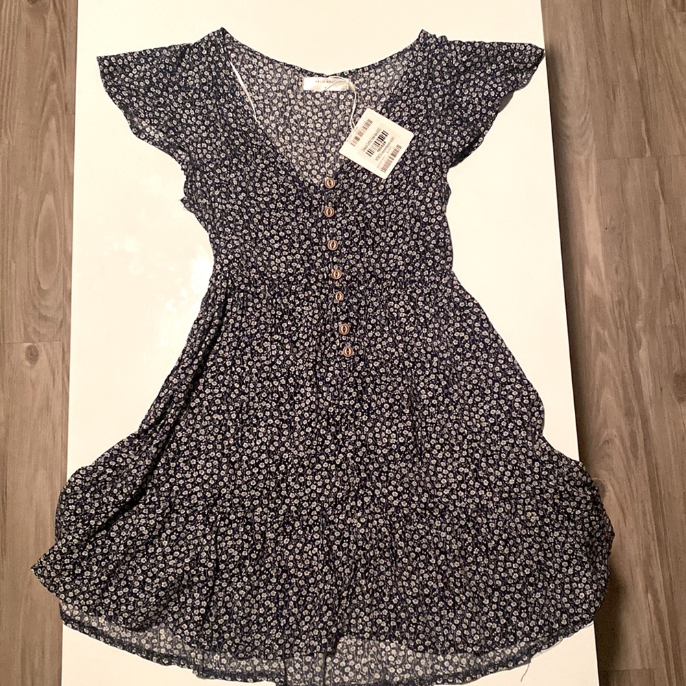 Hello Molly Blue Floral Button Front Dress